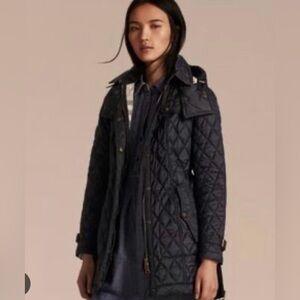 Burberry Black Quilted Trench Coat